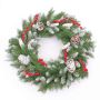 Decorative fir wreath MARLIES, crossdoor, flame retardant, snow, Ø 22"/55cm