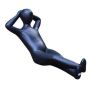 VUNKY garden figure of a man, made from fibre-reinforced terrazzo, black, 80 x 47 x 45 cm