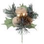 Plastic arrangement: apple, pear, HERMOSA pine with baubles, stand, gold, 20cm, Ø12cm
