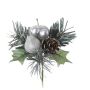 Plastic arrangement: apple, pear, HERMOSA pine with baubles, stand, silver, 20cm, Ø12cm