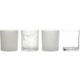 Tealight holder LYLA made of glass, 4 pieces, clear-matt, 3.5"/9cm, Ø3.1"/8cm