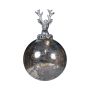 NUMI glass Christmas bauble, stag, antique silver, Ø10cm