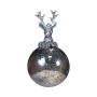 NUMI glass Christmas bauble, stag, antique silver, Ø8cm