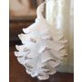 Acrylic hanging ornament Fir cone CATHARINA, glitter, white-silver, 3.5"/9cm, Ø2.8"/7cm