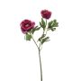 Artificial ranunculus flower branch FLORANCE, dark violet, 18"/45cm