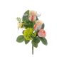 Decorative flower arrangement: rose, ranunculus, allium HOKUNA, stem, pink-yellow, 27 cm, Ø20 cm