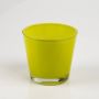 Flower pot/tea light holder RANA, yellow-green, 3.94" x 5.12" x 5.51" / 10x13x14cm