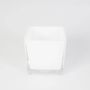 Angular tea light glass KIM EARTH, white, 3.9"x3.9"x3.9" / 10x10x10cm