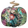 AKUNA decorative cotton pumpkin, handmade, peacock motif, multicoloured, Ø23cm