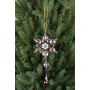 Acrylic hanging ornament Flower GARAH, drop, green-gold, 6.3"/16cm, Ø3.1"/8cm