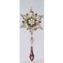 Acrylic hanging ornament Flower GARAH, drop, green-gold, 6.3"/16cm, Ø3.1"/8cm