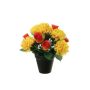 Artificial Chrysanthemum and rose 'YESHE' Flower Arrangement, Decorative Pot, yellow-orange, 11"/28cm, Ø9"/22cm