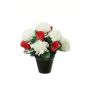 Artificial flower arrangement: chrysanthemum, rose 'YESHE', decorative pot, cream-red, 11"/28cm, Ø9"/22cm