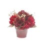 Artificial flower arrangement: hydrangea, SUKI berries, decorative pot, red and gold, 25 cm, Ø25 cm