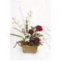 Artificial flower arrangement: Dendrobium orchid, TALIMA rose, decorative pot, red and white, 50 cm, Ø40 cm