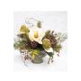 Decorative flower arrangement: magnolia, protea, berries TORWI, planter, white and green, 31cm, Ø34cm