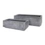 Flower planter SUDE, can be also used as a support for room dividers, 2 pieces, fibreglass, grey, 24"x9"x7"/60,5x22,5x17cm, 32"x12"x9"/80,5x30,5x23cm