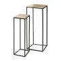 Metal flower stand WAKANDA, 2 pieces, black-brown, 9"x9"x24"/22x22x60cm, 10"x10"x31"/25x25x80cm