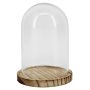 DANILLA glass dome with marbled wooden base, clear, 13 cm, Ø 9.5 cm