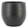 Ceramic plant pot DEIRA with grain pattern, mat black, 5.5"/14cm, Ø6.3"/16cm