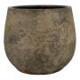 Ceramic flower container AROON with grain pattern, antique green, 5.1"/13cm, Ø6.3"/16cm