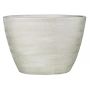Oval ceramic pot DELTA with grooves, light grey-white, 13"x6"x9"/33x16,5x23cm