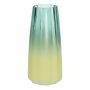 AMALFRIED glass vase with grooves, blue and yellow, 21 cm, Ø 10 cm