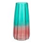 AMALFRIED glass vase with grooves, turquoise and pink, 21cm, Ø10cm