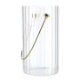 BLANDINA flower vase with handle, glass, ribbed, transparent-gold, 18 cm, Ø10 cm