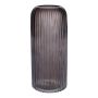Flower vase ALBURGIS with grooves, glass, grey-clear, 10"/25cm, Ø3.9"/10cm