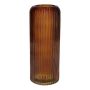 ALBURGIS flower vase with grooves, glass, orange-brown-clear, 25 cm, Ø 10 cm