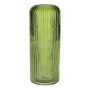 ALBURGIS flower vase with grooves, glass, green-clear, 25 cm, Ø 10 cm
