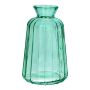 TATIANA decorative glass bottle with grooves, turquoise-clear, 11 cm, Ø 6.5 cm
