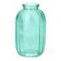 SILVINA decorative glass bottle, fluted, turquoise-clear, 12 cm, Ø 7 cm