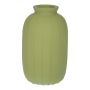SILVINA decorative glass bottle, fluted, matt olive green, 12 cm, Ø 7 cm