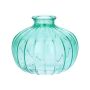 ALFHARD glass bottle with grooves, turquoise-clear, 8.5 cm, Ø 10.5 cm