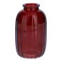 SILVINA decorative glass bottle, ribbed, burgundy-clear, 12 cm, Ø 7 cm