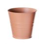 Round zinc pot MICOLATO with grooves, terracotta, 4.7"/12cm, Ø5.3"/13,5cm