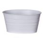 Oval zinc pot MICOLATO with grooves, white, 7"x5.3"x4"/19x13,5x10cm