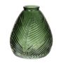 Bottle vase NELLOMIO with leaf structure, glass, green-clear, 6.3"/16cm, Ø5.5"/14cm