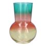 Deco vase NOVANTINO, glass, turquoise-pink-salmon-clear, 6.7"/17cm, Ø4.7"/12cm