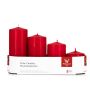 Advent candles JENARO, 4 pieces, graduated, red, 6cm, 8cm, 10cm, 12cm, Ø5cm - Made in Germany