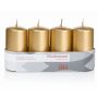 Advent candles JENARO, 4 pieces, gold, 10cm, Ø5cm, 23h - Made in Germany