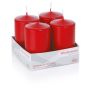 Advent candles JENARO, 4 pieces, red, 10cm, Ø6cm, 33h - Made in Germany