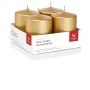 Advent candles JENARO, 4 pieces, gold, 8cm, Ø6cm, 29h - Made in Germany