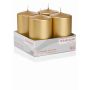 Advent candles JENARO, 4 pieces, gold, 10cm, Ø6cm, 33h - Made in Germany