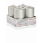 Advent candles JENARO, 4 pieces, silver, 10cm, Ø6cm, 33h - Made in Germany