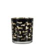 Tea light glass candle holder GEORGETTE with dachshund motif, mat black and shiny gold, 3.1"/8cm, Ø3"/7.5cm