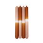 Dip Dye dinner candles LISSITA, 4 pieces, salmon-cognac, 10"/25cm, Ø 0.9"/2,3cm, 11h