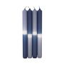 Dip Dye dinner candles LISSITA, 4 pieces, grey blue-dark blue, 10"/25cm, Ø 0.9"/2,3cm, 11h